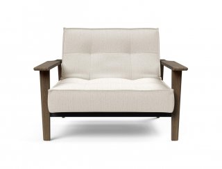 INNOVATION LIVING  Fauteuil design SPLITBACK FREJ 531 - Bouclé Off White convertible lit 90*115 cm accoudoirs chêne fumé